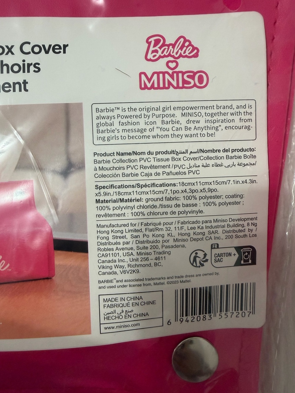 Barbie Tissue Box Cover + Container Set - Picture 3 of 3